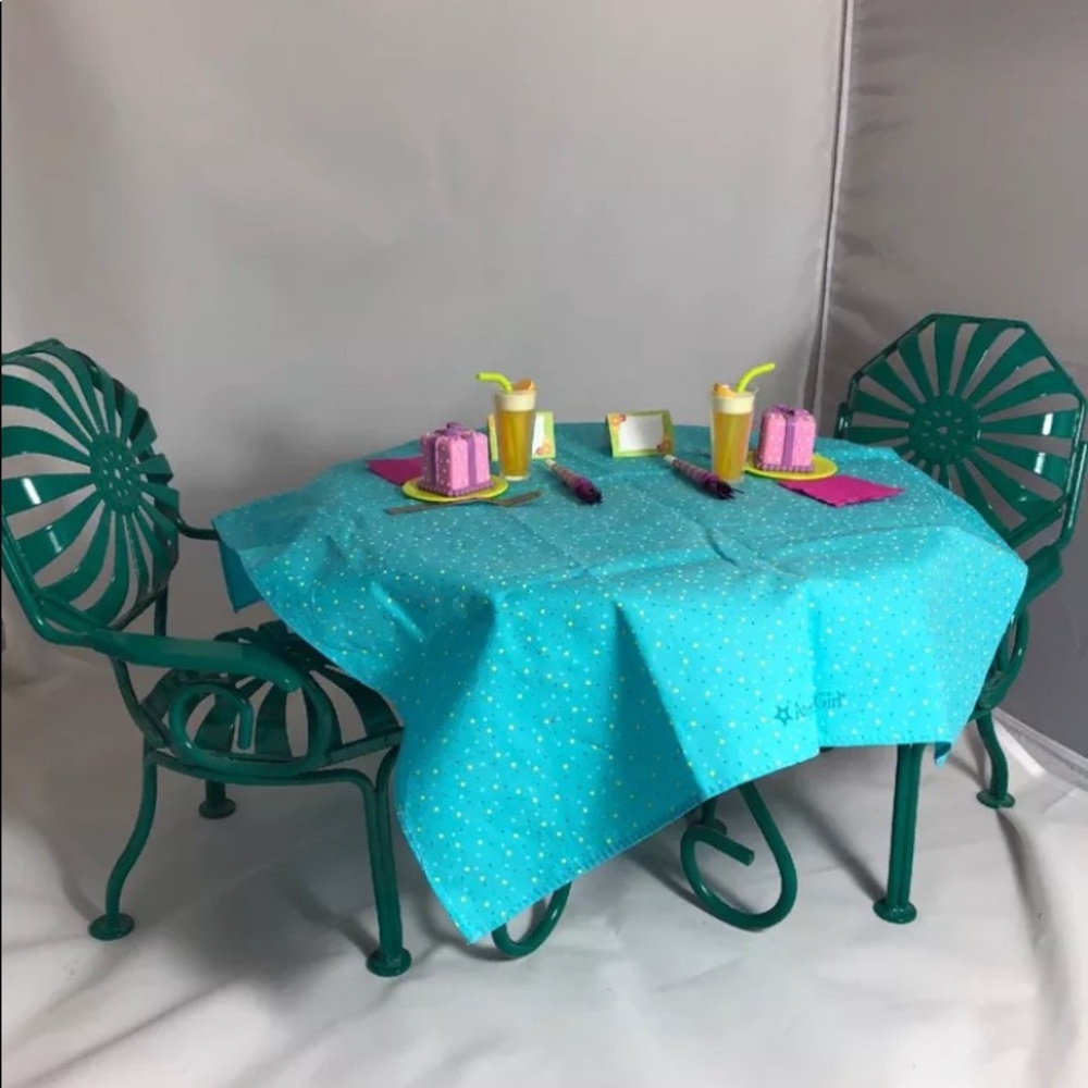 American Girl Doll Bistro Table with party set